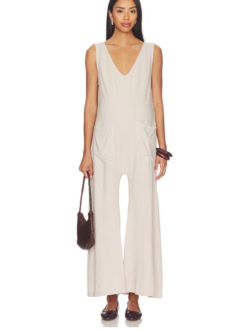 Women’s Linen Jumpsuit - Light Beige
